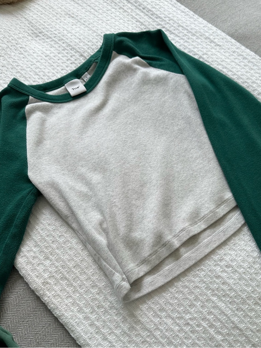 Aritzia Cream Body with Forest Green Raglan Sweatshirt